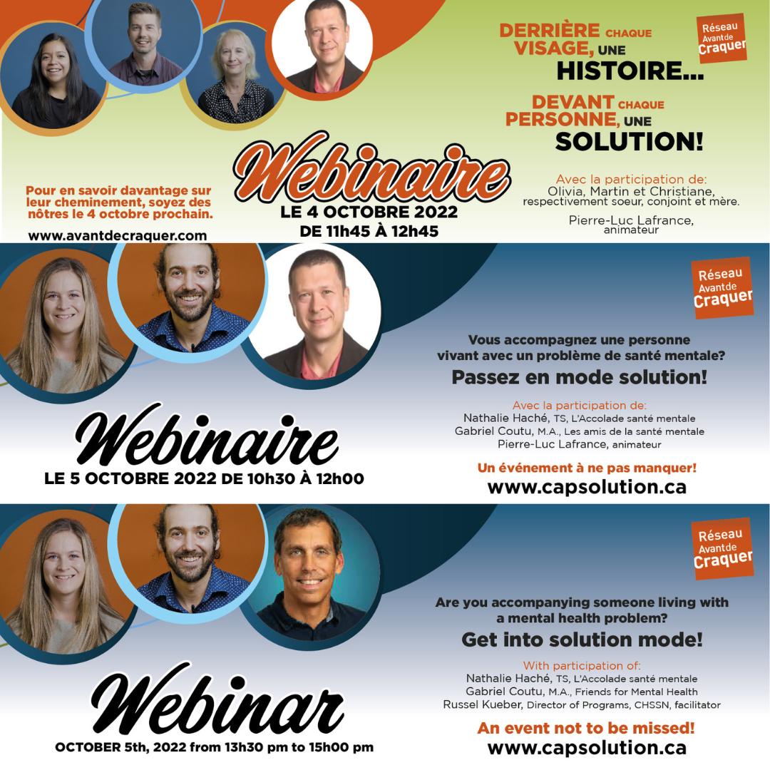 Webinaires à ne pas manquer! | Spécial campagne de sensibilisation – 2 au 8 octobre 2022